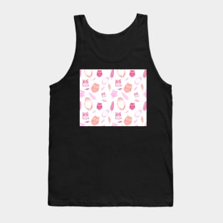 Fuchsia Pink Peach owl Pattern Tank Top